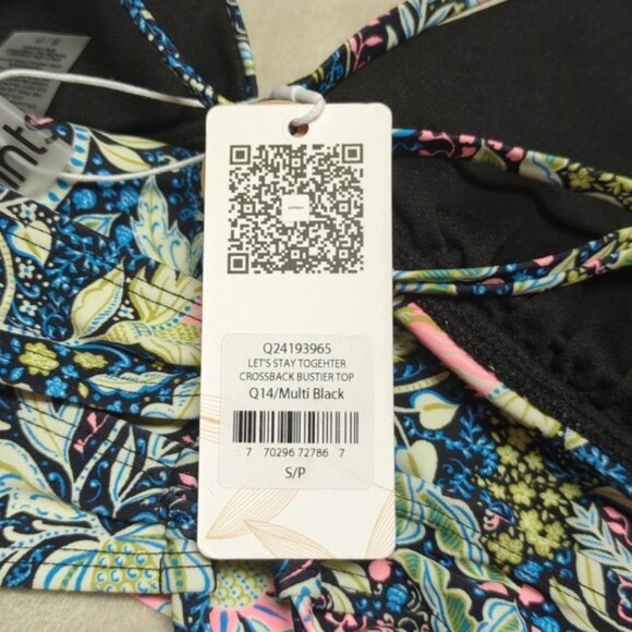 NWT Floral Bustier Crossback Bikini Top By Quintsoul Size Small - Picture 4 of 8